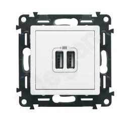 VALENA LIFE MODUŁ BIAŁY ŁADOWARKA Z GNIAZDEM 2X USB 5V 1500MA 230V