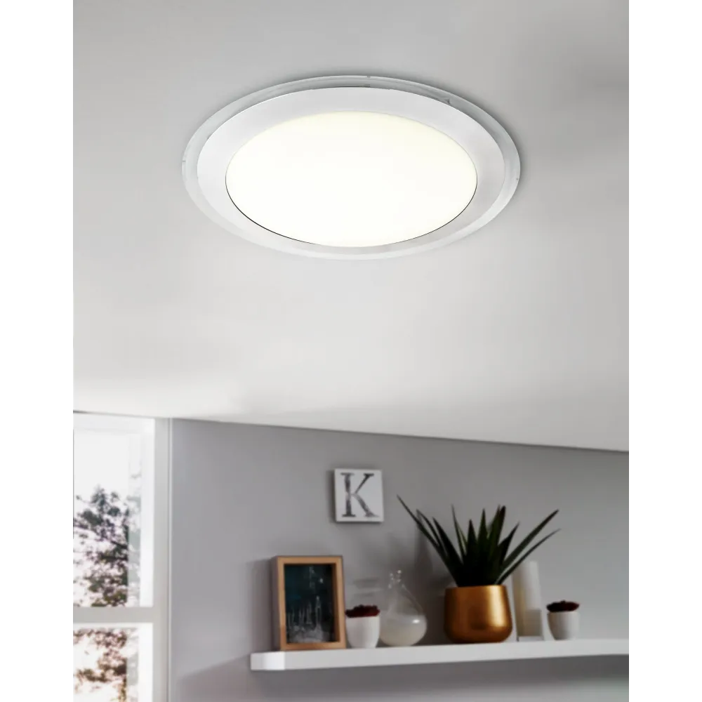 COMPETA 1 BIAŁY/ SREBRNY/ PRZEZR. OPRAWA SUFITOWA PLAFON NT LED 15.6W WW 3000K 1900LM IP20 STAL TWOR