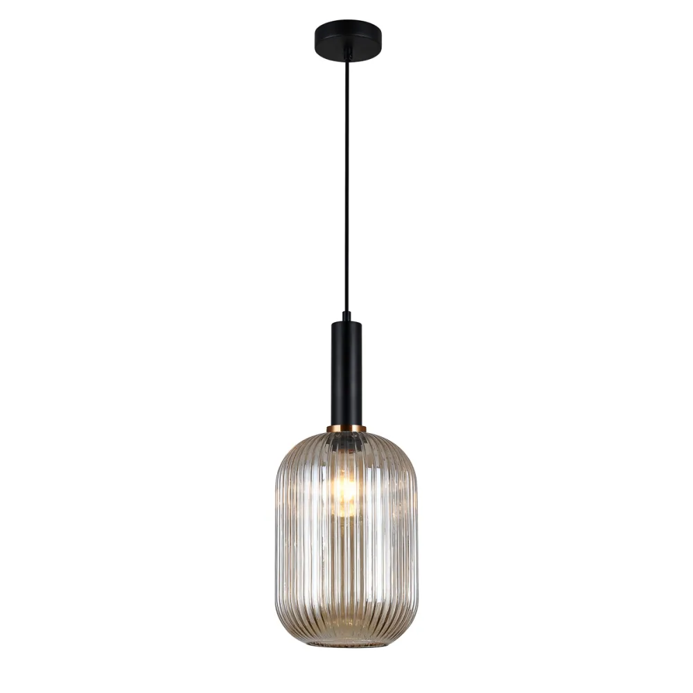 ANTIOLA CZARNY/ BURSZTYNOWY OPRAWA WISZĄCA 1X E27/ 40W IP20 STAL/ SZKŁO