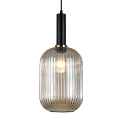 ANTIOLA CZARNY/ BURSZTYNOWY OPRAWA WISZĄCA 1X E27/ 40W IP20 STAL/ SZKŁO