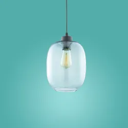 ELIO CZARNY/ NIEBIESKI OPRAWA WISZĄCA 1X E27/ 15W IP20 METAL/ SZKŁO