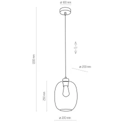 ELIO CZARNY/ NIEBIESKI OPRAWA WISZĄCA 1X E27/ 15W IP20 METAL/ SZKŁO