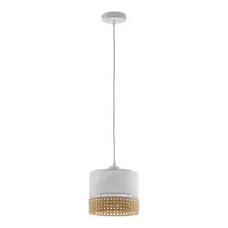 PAGLIA WHITE BIAŁY/ SŁOMKOWY OPRAWA WISZĄCA 1X E27/ 15W IP20 METAL/ TKANINA/ RATAN NATURALNY