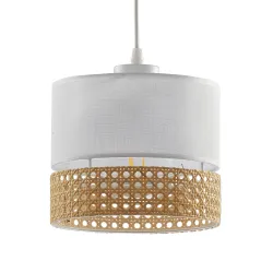 PAGLIA WHITE BIAŁY/ SŁOMKOWY OPRAWA WISZĄCA 1X E27/ 15W IP20 METAL/ TKANINA/ RATAN NATURALNY