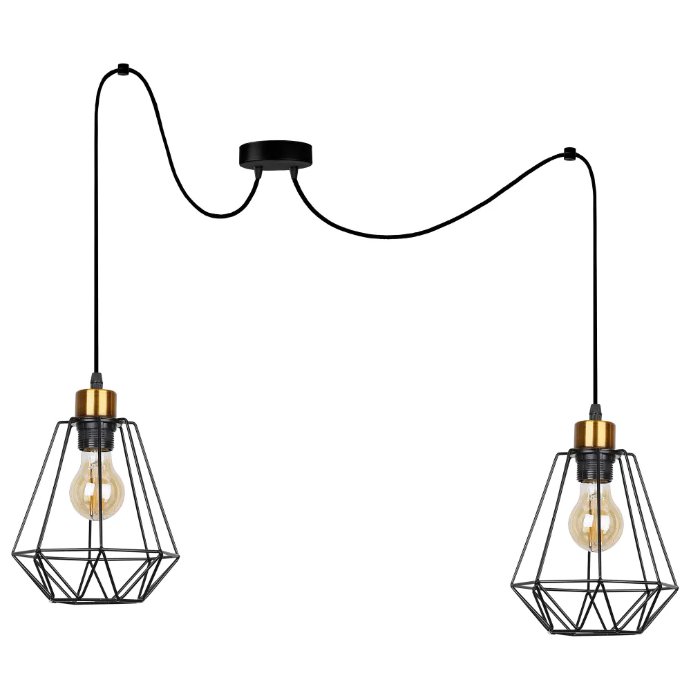 PRIMO CZARNY/ PATYNA OPRAWA WISZĄCA PAJĄK 2X E27/ 60W IP20 METAL