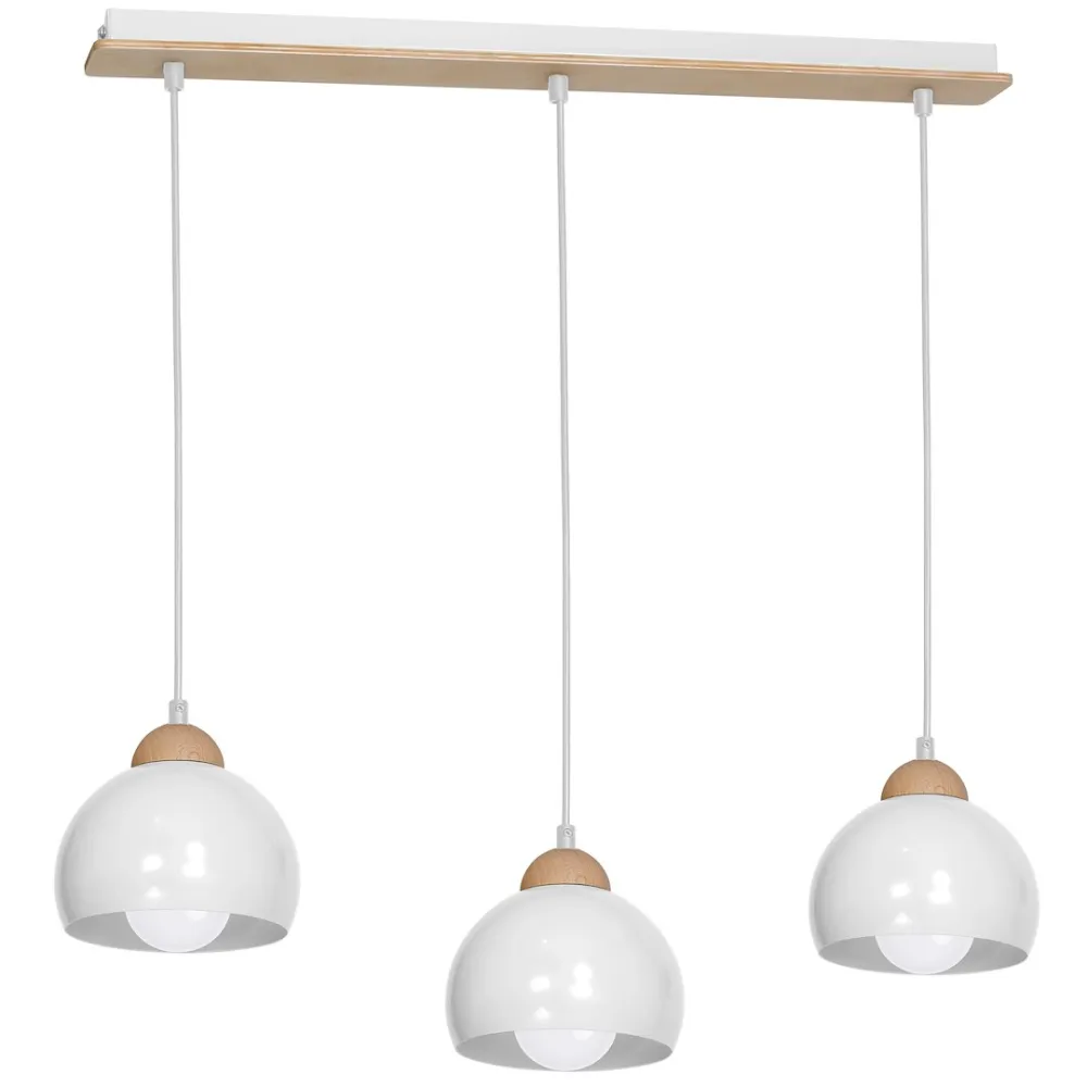 DAMA BIAŁY OPRAWA WISZĄCA 3X E27/ 60W IP20 METAL/ DREWNO
