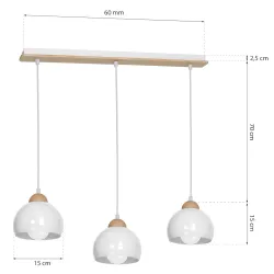 DAMA BIAŁY OPRAWA WISZĄCA 3X E27/ 60W IP20 METAL/ DREWNO