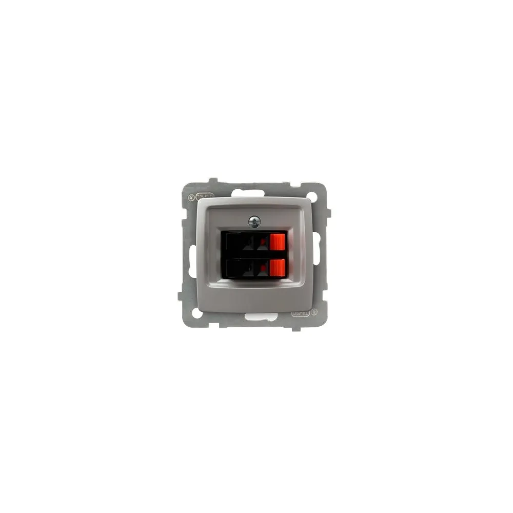 KARO MODUŁ SREBRNY PERŁOWY GNIAZDO GŁOŚNIKOWE HI-FI 2X ZACISKI 0.75MM2