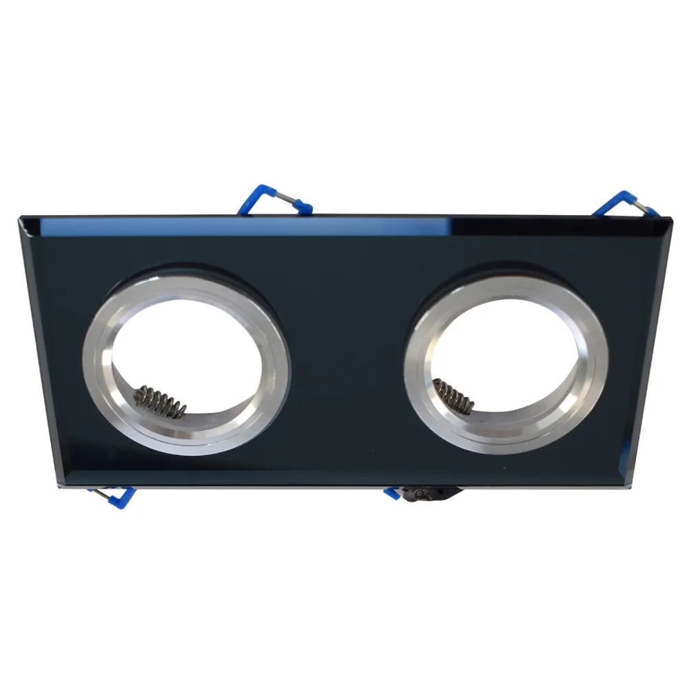 EKOS926 CZARNY OPRAWA SUFITOWA KWADRATOWA PT 2X GU10/ 50W IP20 SZKŁO/ ALUMINIUM