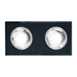 EKOS926 CZARNY OPRAWA SUFITOWA KWADRATOWA PT 2X GU10/ 50W IP20 SZKŁO/ ALUMINIUM