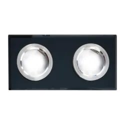 EKOS926 CZARNY OPRAWA SUFITOWA KWADRATOWA PT 2X GU10/ 50W IP20 SZKŁO/ ALUMINIUM