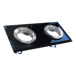 EKOS926 CZARNY OPRAWA SUFITOWA KWADRATOWA PT 2X GU10/ 50W IP20 SZKŁO/ ALUMINIUM