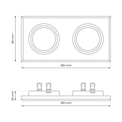 EKOS926 CZARNY OPRAWA SUFITOWA KWADRATOWA PT 2X GU10/ 50W IP20 SZKŁO/ ALUMINIUM