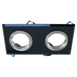 EKOS926 CZARNY OPRAWA SUFITOWA KWADRATOWA PT 2X GU10/ 50W IP20 SZKŁO/ ALUMINIUM