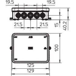 A 18 PUSZKA INSTALACYJNA NT 125X100X40 POKRYWA PEŁNA IP55 JASNOSZARY