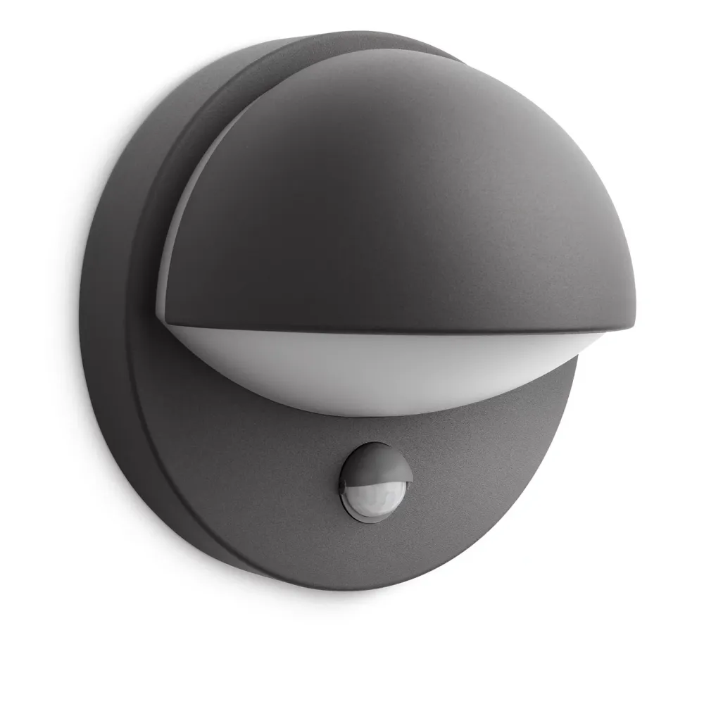 JUNE ANTRACYT OPRAWA ŚCIENNA KINKIET Z CZUJNIKIEM RUCHU IR 1X E27/ 42 W IP44 ALUMINIUM/ TWORZYWO