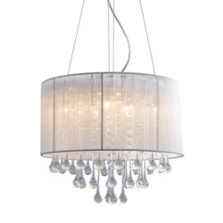 VERONA BIAŁY OPRAWA WISZĄCA 8X G9/ 40W IP20 METAL/ SZKŁO/ TKANINA