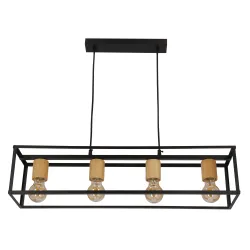 RETRO CZARNY/ ZŁOTY OPRAWA WISZĄCA 4X E27/ 40W IP20 METAL