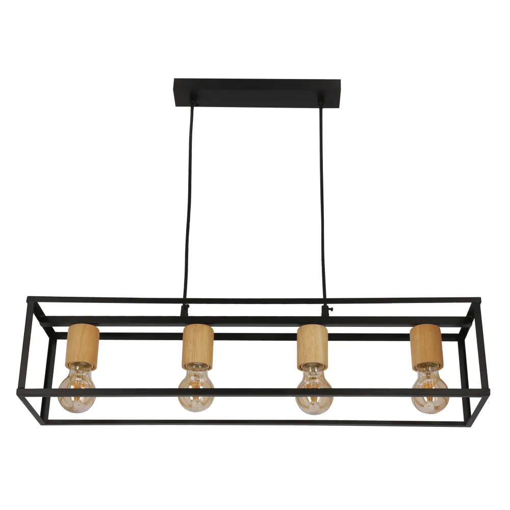 RETRO CZARNY/ ZŁOTY OPRAWA WISZĄCA 4X E27/ 40W IP20 METAL