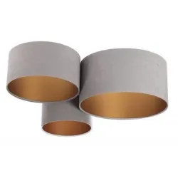 BLER SZARY/ ZŁOTY OPRAWA SUFITOWA PLAFON 3X E27/ 60W IP20 TKANINA WELUR/ TWORZYWO/ METAL