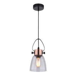 VIDEO MIEDZIANY/ TRANSPARENTNY OPRAWA WISZĄCA 1X E27/ 60W IP20 METAL/ SZKŁO