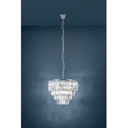 AGRIGENTO CHROM/ PRZEZROCZYSTY OPRAWA WISZĄCA 7X E14/ 40W IP20 STAL/ KRYSZTAŁ