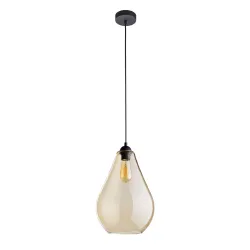 FUENTE BURSZTYNOWY/ CZARNY OPRAWA WISZĄCA 1X E27/ 15W IP20 METAL/ TWORZYWO/ SZKŁO