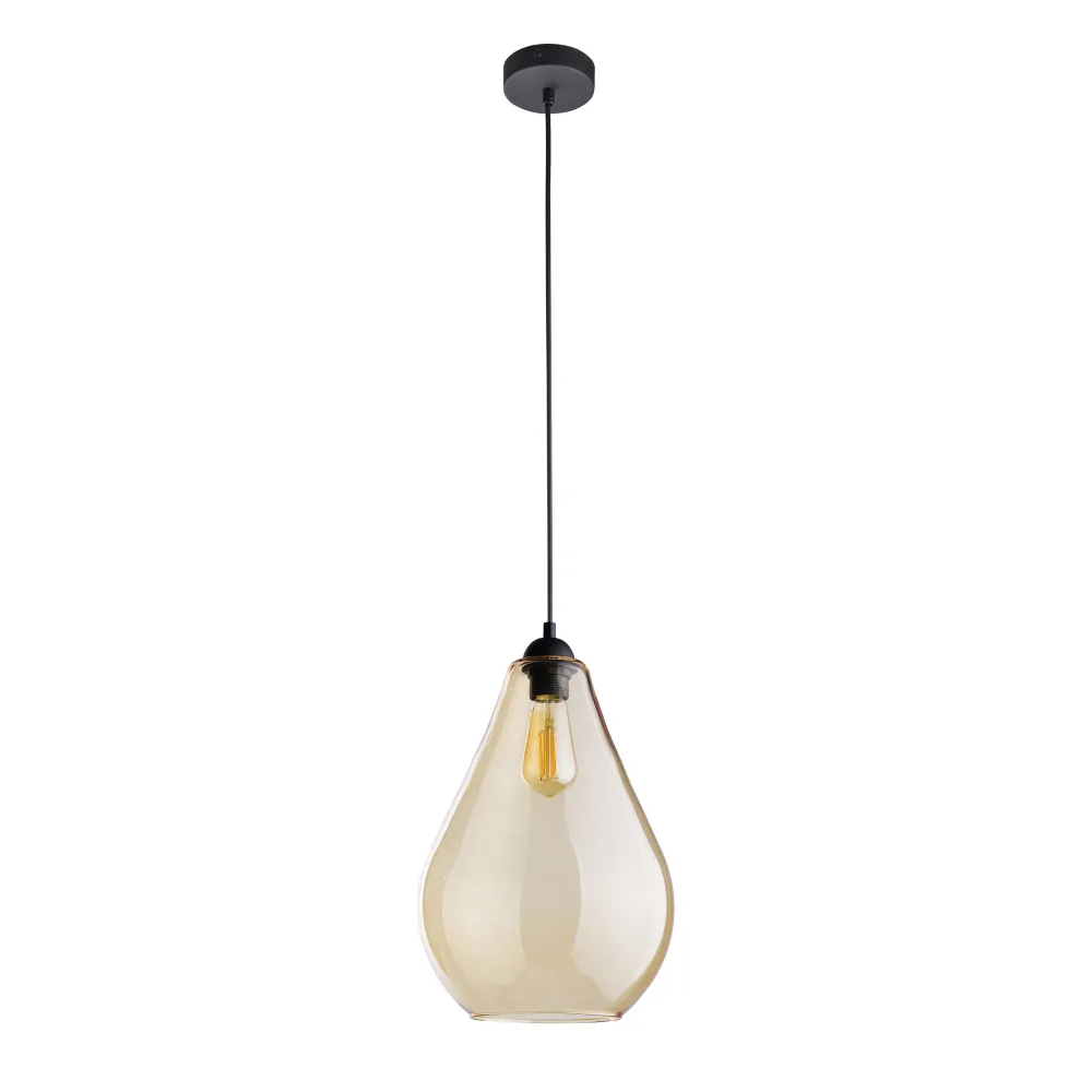 FUENTE BURSZTYNOWY/ CZARNY OPRAWA WISZĄCA 1X E27/ 15W IP20 METAL/ TWORZYWO/ SZKŁO