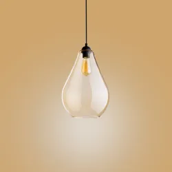 FUENTE BURSZTYNOWY/ CZARNY OPRAWA WISZĄCA 1X E27/ 15W IP20 METAL/ TWORZYWO/ SZKŁO