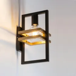 MERCI CZARNY/ ZŁOTY OPRAWA ŚCIENNA KINKIET 1X E27/ 60W IP20 STAL LAKIEROWANA