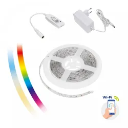 ZESTAW PASEK LED 17W/5M RGBW+CCT+DIMM (5M ROLKA) W SILIKONIE+KONTROLER+ZASILACZ WI-FI SPECTRUM SMART