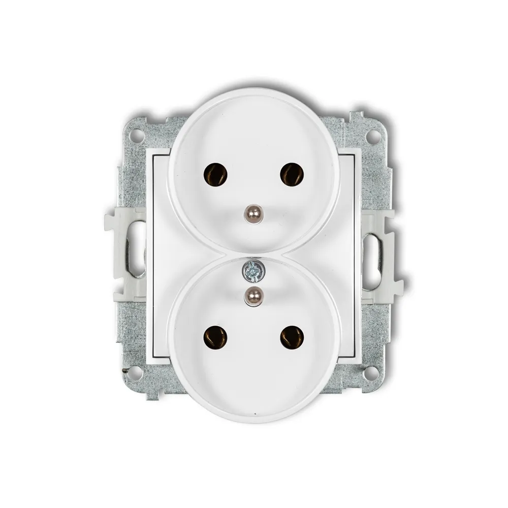 ICON MODUŁ BIAŁY GNIAZDO 2X Z/U BEZ PRZESŁON ZACISKI ŚRUBOWE 16A 25V