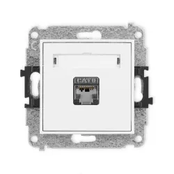MINI MODUŁ BIAŁY GNIAZDO KOMPUTEROWE 1X UAE 8 KAT. 6 FTP PŁASKIE Z POLEM OPISOWYM