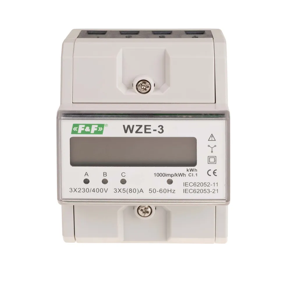 WZE-3 LICZNIK KWH ENERGII ELEKTRONICZNY BEZPOŚREDNI 3F 80A KL.1 4.5M 3X 230V+N AC