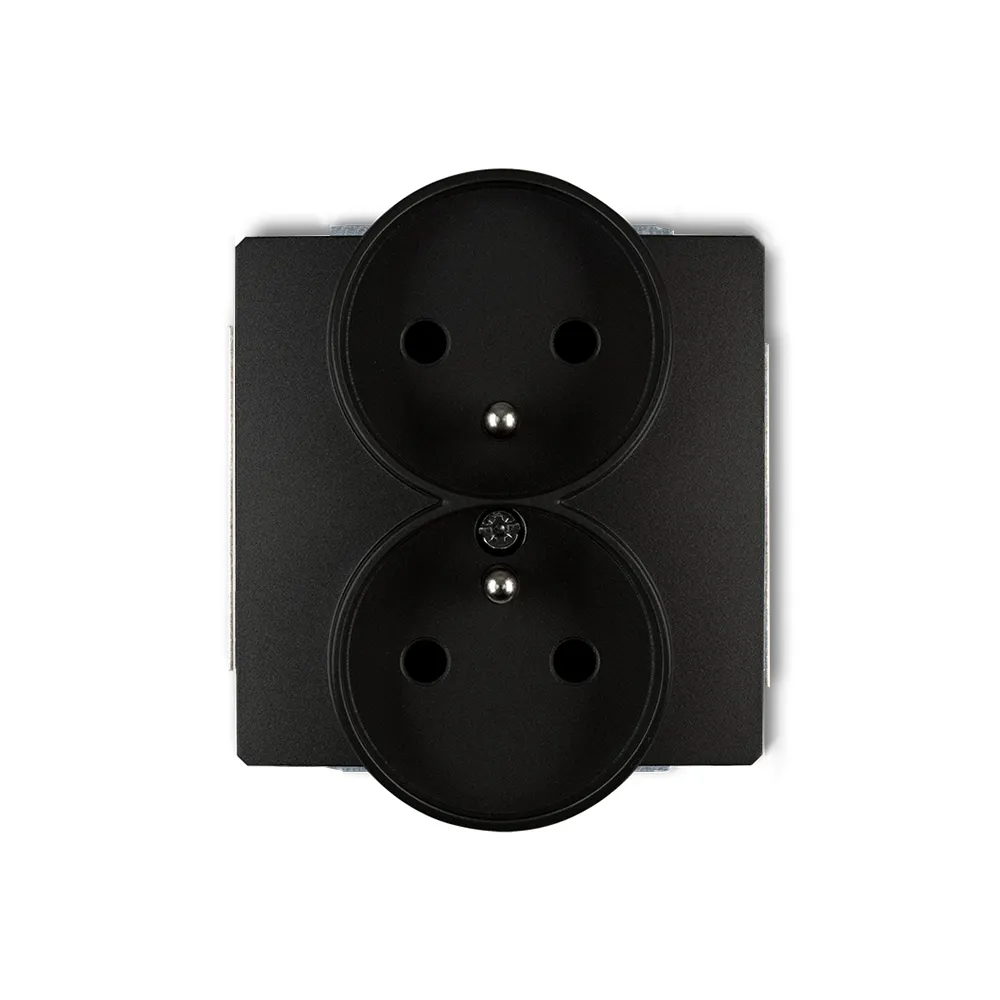 DECO SOFT MODUŁ CZARNY MAT GNIAZDO 2X Z/U ZACISKI ŚRUBOWE 16A 250V