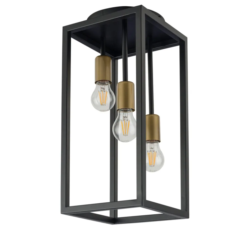 VIGO CZARNY/ ZŁOTY OPRAWA SUFITOWA NT 3X E27/ 60W IP20 STAL LAKIEROWANA