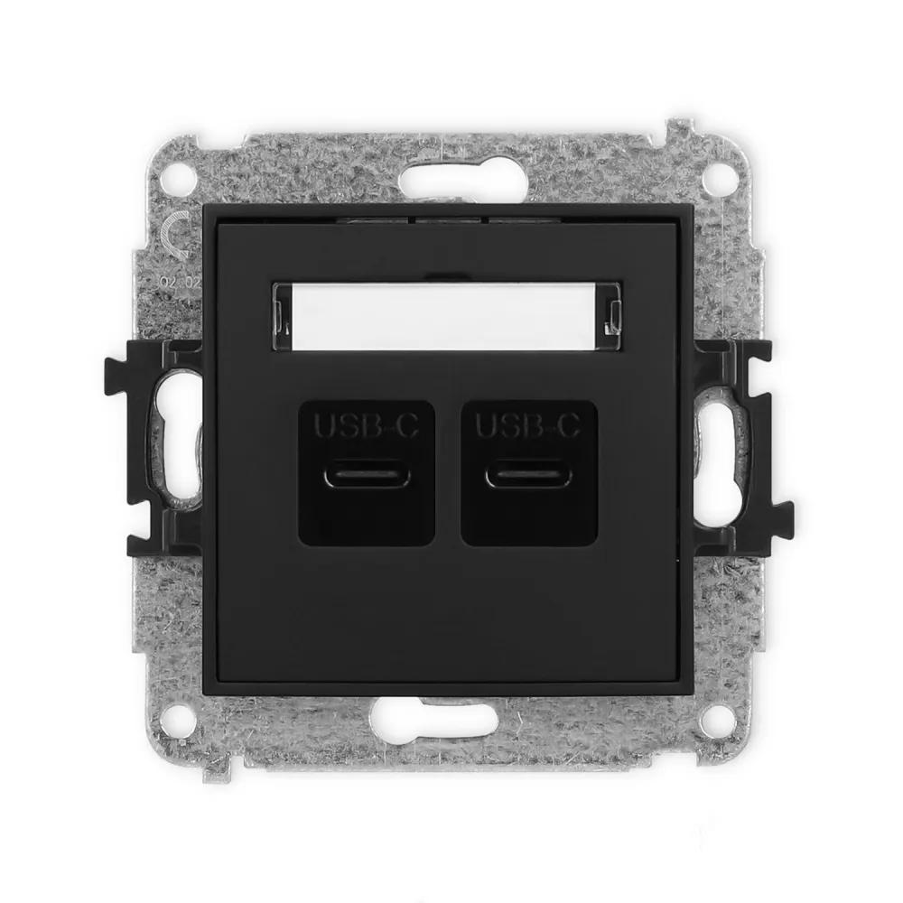 MINI MODUŁ CZARNY MAT GNIAZD0 2X USB C-C Z POLEM OPISOWYM