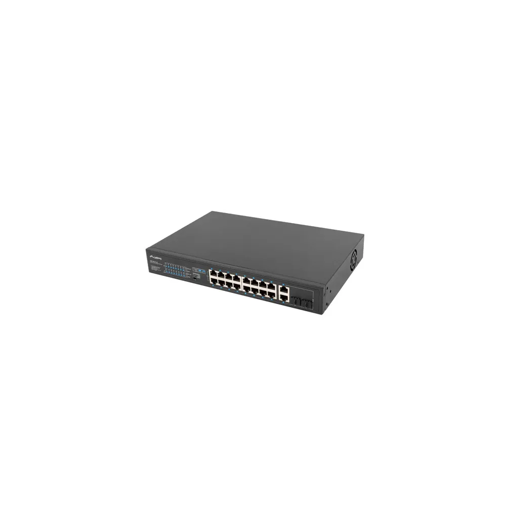 SWITCH 16X 100MB POE+/2X COMBO NIEZARZĄDZALNY RACK 19" GIGABIT ETHERNET 150W