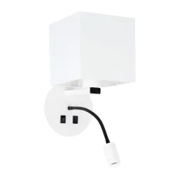 MAGNUM BIAŁY/ CZARNY OPRAWA ŚCIENNA KINKIET 1X E27/ 40W + LED 3W IP20 METAL/ TKANINA