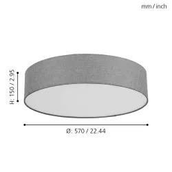ROMAO-C BIAŁY/ SZARY OPRAWA SUFITOWA PLAFON NT LED 35W 2700K-6500K 4400LM IP20 STAL/ TKANINA/ LEN TW
