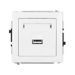 DECO MODUŁ BIAŁY GNIAZDO ŁADOWARKA 1X USB 5V 2A Z POLEM OPISOWYM