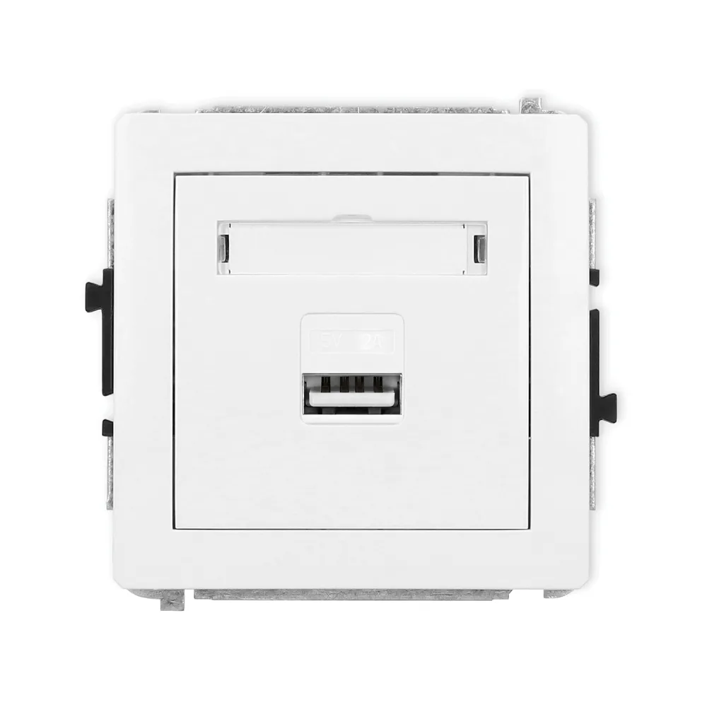 DECO MODUŁ BIAŁY GNIAZDO ŁADOWARKA 1X USB 5V 2A Z POLEM OPISOWYM