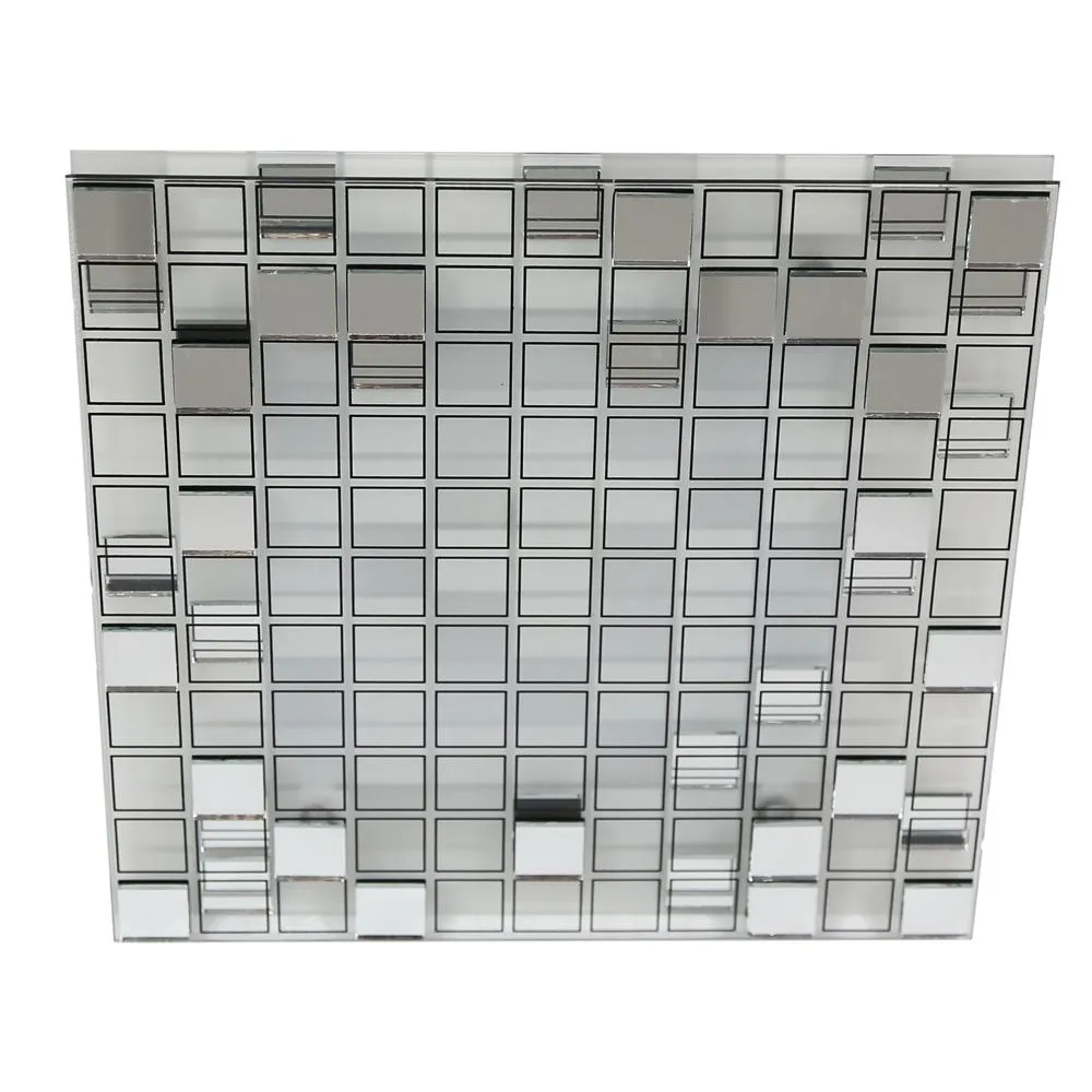 MOSAIC SREBRNY OPRAWA SUFITOWA PLAFON LED 9W WW 3000K 550LM 31X31 IP20 METAL/ SZKŁO