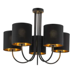 TORENS BLACK CZARNY/ ZŁOTY OPRAWA SUFITOWA 5X E27/ 15W IP20 METAL/ TKANINA
