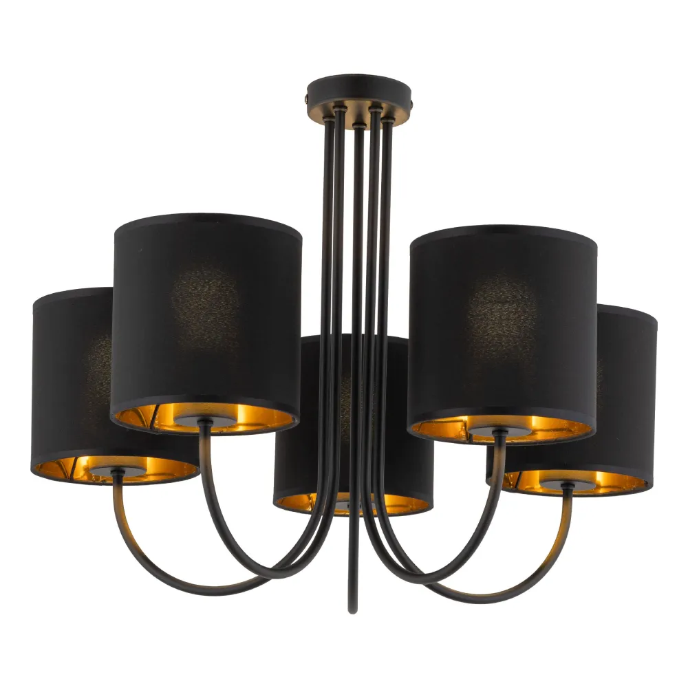 TORENS BLACK CZARNY/ ZŁOTY OPRAWA SUFITOWA 5X E27/ 15W IP20 METAL/ TKANINA