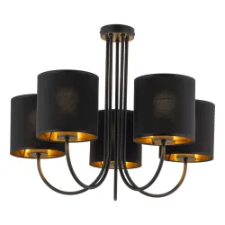 TORENS BLACK CZARNY/ ZŁOTY OPRAWA SUFITOWA 5X E27/ 15W IP20 METAL/ TKANINA