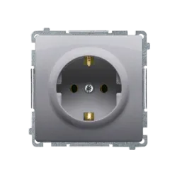 SIMON BASIC MODUŁ STAL INOX GNIAZDO 1X SCHUKO ZACISKI ŚRUBOWE 16A 250V