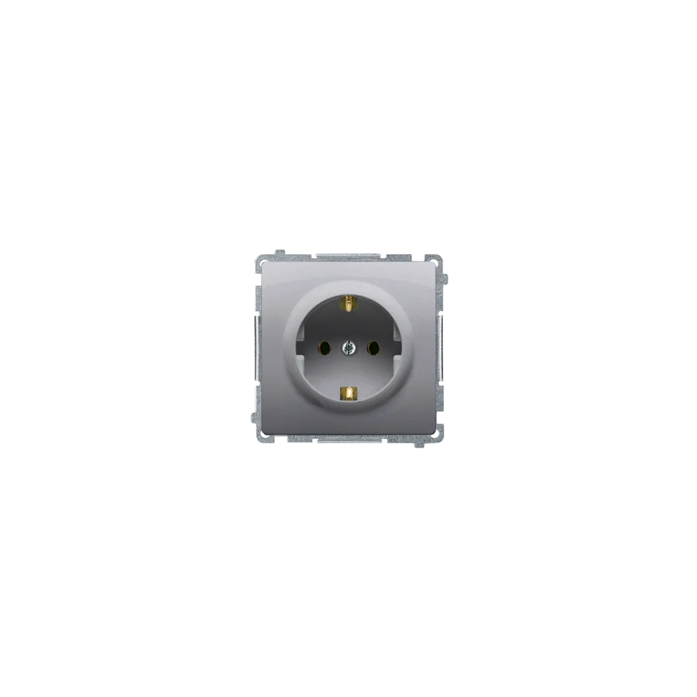 SIMON BASIC MODUŁ STAL INOX GNIAZDO 1X SCHUKO ZACISKI ŚRUBOWE 16A 250V