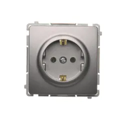 SIMON BASIC MODUŁ STAL INOX GNIAZDO 1X SCHUKO ZACISKI ŚRUBOWE 16A 250V