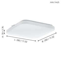 FRANIA BIAŁY OPRAWA PLAFON NT LED 10W WW 3000K 1100LM 280X280 IP20 STAL TWORZYWO